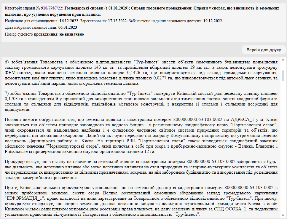 Замкнуте коло: незаконний ресторан у столичному парку “Партизанська слава” не можуть знести вже 12 років